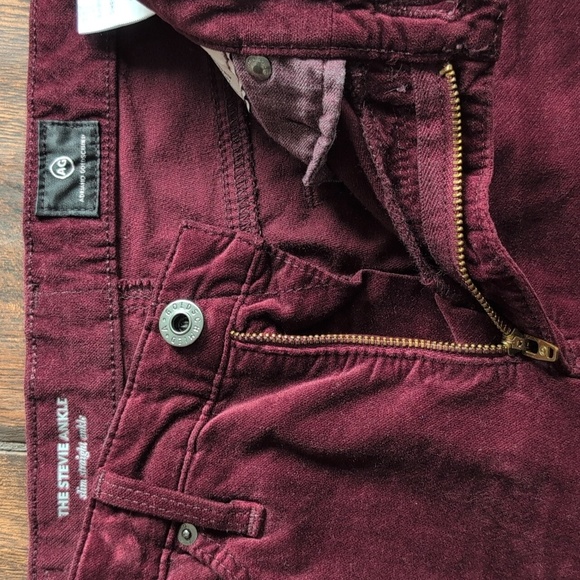 AG Adriano Goldschmied Burgundy Velour The Stevie Ankle Pants - Women's 26 - Picture 4 of 8